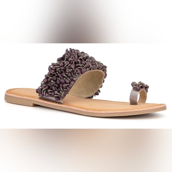 Torgeis Sandals sz 7 Leather lining with beads - Picture 7 of 8